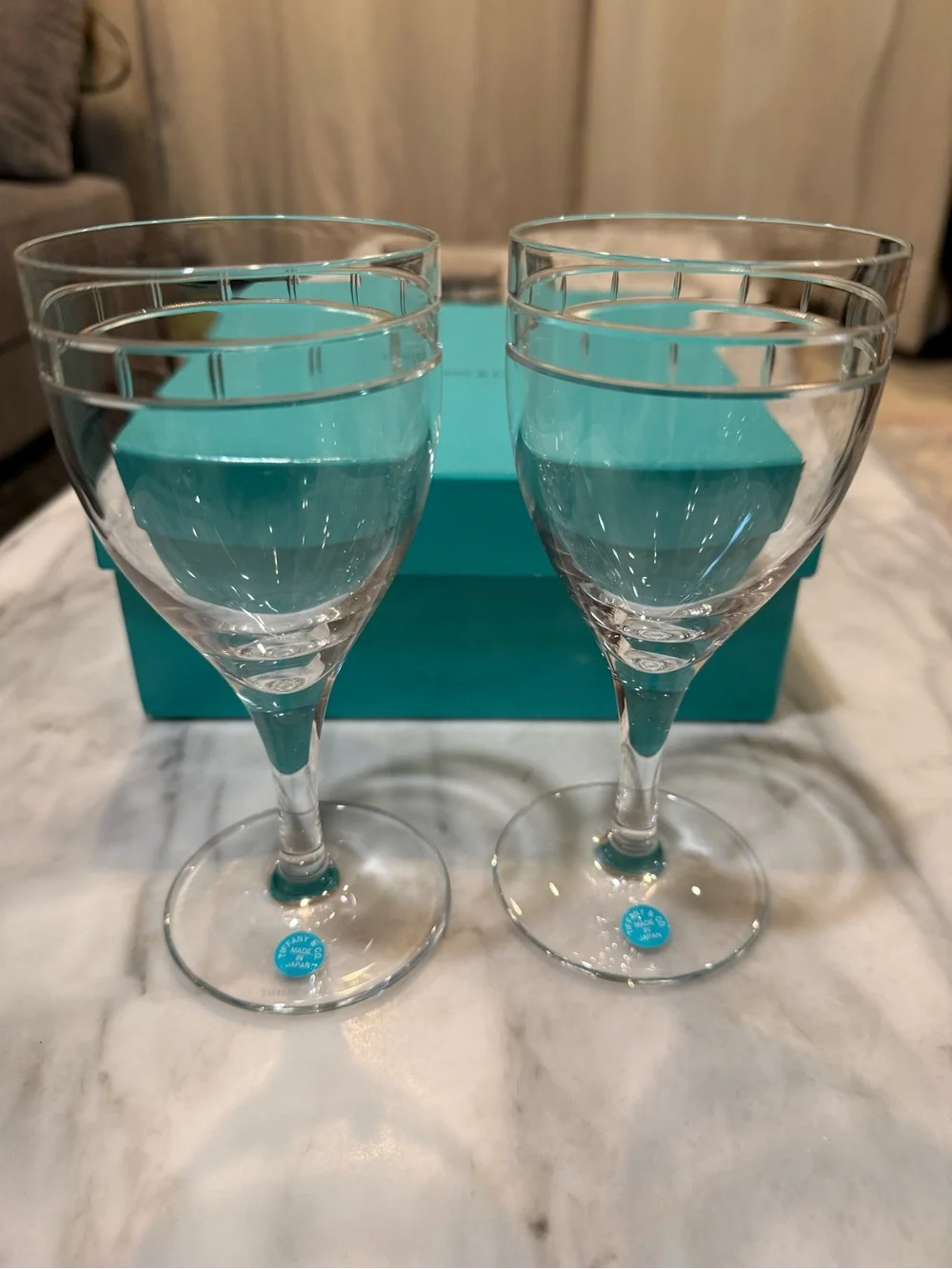 Vintage Tiffany & Co Wine Glasses Set of 2 Made in Japan With Original Box